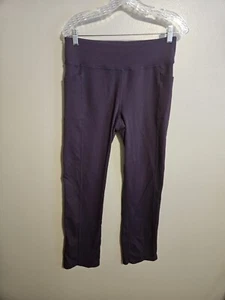 Skechers Performance Leggings Womens Purple Flat Front Straight Leg Pocket Large - Picture 1 of 7