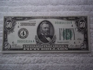 1928 $50 FRN GOLD DEMAND NOTE Cleveland " 4 " Fr 2050 L Nice Note s/n6164 - Picture 1 of 2