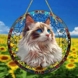 Ragdoll Kitty Cat Suncatcher Pet Memorial Home Decor, window, wall dressing 2D - Picture 1 of 6