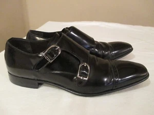 MEZLAN Para Hombre Talla 7 M Ancho Doble Correa Monje Punta Gorra Zapato Negro - Imagen 1 de 11