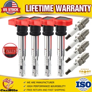 4PCS Ignition Coil & Spark Plug For Audi TT MK2 (2008-2015) 2.0T FSI UF529 E1029 - Picture 1 of 14