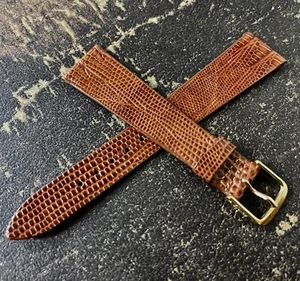 Warm tan varying shades Real Teju Lizard 19mm vintage watch band 1960s old stock - Picture 1 of 5