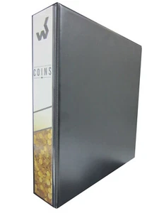 COIN COLLECTORS 4 RING ALBUM / BINDER SPINE POCKET WITH STORAGE SLEEVES - BLACK - Picture 1 of 6
