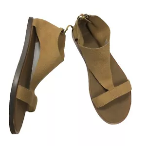 Sanuk Yoga Dawn TX Sandals Sz 9 Tan Tribal Boho Festival T Strap M Flats - Picture 1 of 8
