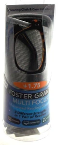 Foster Grant Readers +1.75 Conan Case 54-18-140 Brown Cloth Multi Focus Computer - Picture 1 of 2