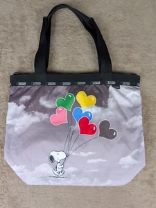 Rare LeSportSac Snoopy Peanuts Tote Bag Balloons Zip Closure GUC - Picture 1 of 21