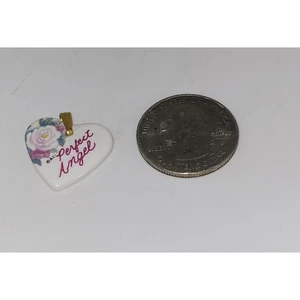 “Perfect Angel” Heart Shaped Kiln Fired Porcelain Metal Bail Pendant  - Picture 1 of 3