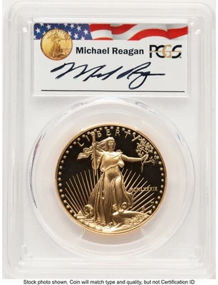 1989-W Proof Gold Eagle 1 oz Reagan Legacy Series Michael Reagan PCGS PR70 - Image 1 of 2