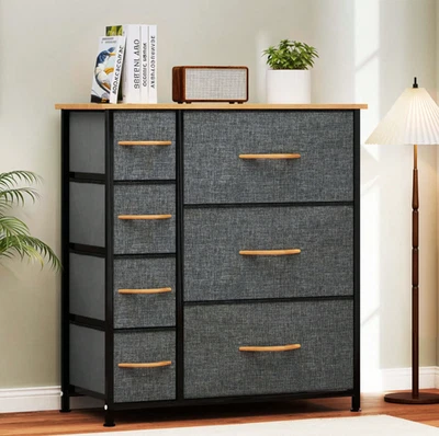 Fabric Chest of Drawers 7-Drawer Storage Dresser Bedroom Organizer Unit Grey - Image 1 of 4