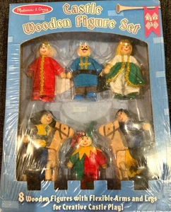 Melissa & Doug 8 Wooden Poseable  Castle Wooden Figure Set New - Picture 1 of 3