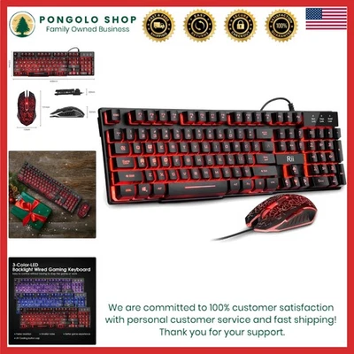 Rii Three Colors Backlit Keyboard and Mouse Wired Keyboard and Mouse Combo US... - Image 1 of 4