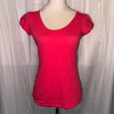 Lily Pulitzer, 100% Cotton TShirt, Women's, Size Small, Bright Coral Puff Sleeve - Image 1 of 4