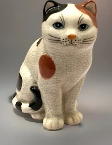 Figura Geo Z Lefton Cerámica Calico Gato Kitsch Esmalte Craquelado H05295 5" De Colección 1985 - Imagen 1 de 19