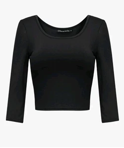 Camiseta corta básica elástica cuello redondo manga 3/4 talla OThread & Co. para mujer talla  - Imagen 1 de 4