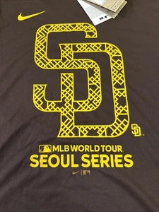 Camiseta Nike DriFit marrón de los Padres de San Diego MLB para hombre mediana serie Seúl - Imagen 1 de 9