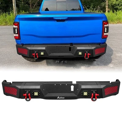 Aaiwa For 2019-2022 Dodge Ram 2500 3500 Steel Rear Bumper W/D-Rings & LED Lights Foto 1 de 4