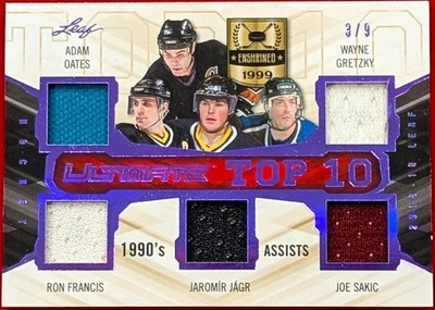 2018-19 LEAF ULTIMATE HOCKEY- TOP 10 - GRETZKY, YZERMAN, JAGR, SAKIC, +   #3/9!! - Image 1 of 2