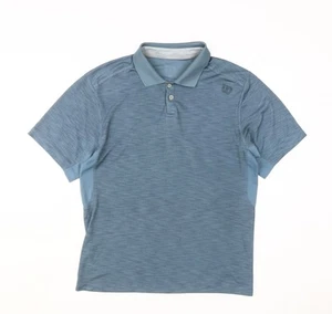 Wilson Men's Blue Polo Shirt M Solid Short Sleeve - Picture 1 of 12