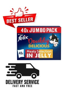 BRANDED FELIX Doubly Delicious Countryside Selection in Jelly Wet Cat Food 40x85g Variat