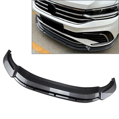 US Carbon Fiber Black Front Bumper Spoiler Lip For Volkswagen Tiguan Rline 21-23 - Image 1 of 4