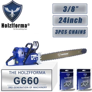 92cc G660 5,2KW blau Kettensäge Motorkopf mit 050" 24 Zoll Führungsschiene 3 Stück Kette - Bild 1 von 4