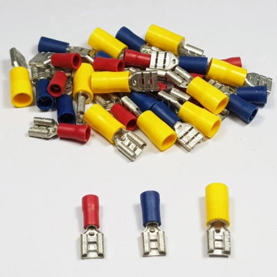 Insulated Female Spade Terminals Red Blue Yellow Crimp Terminal Connector - Image 1 of 4