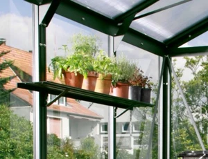 Alu-Wandregal, grün, 122x15cm für Gewächshaus Treibhaus Anzucht - Bild 1 von 2