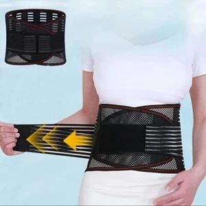 Schwarz Rückenstütze Nylon Lendenwirbelstützgurt Wirbelsäulenunterstützung - Picture 1 of 17