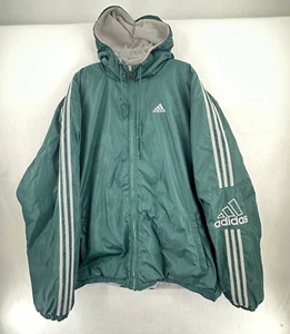 Vintage Adidas Men's Jacket Size 2XL Green 710885 Full Zip 2000's Fleece Lined - Picture 1 of 12