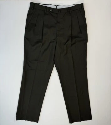 Incotex Mens 36x30 Wool Dress Pants Modern Italy Pleated Modern Casual Brown - Image 1 of 4