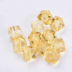 50 x Golden Yellow Coloured Acrylic Faceted Cube Shaped Beads - Size 8mm. - Picture 1 of 3