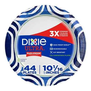 Platos de papel ultra grandes Dixie 10 pulgadas 100 unidades 3 veces más fuertes - Imagen 1 de 5