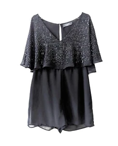 CLOCKHOUSE Strampler Playsuit Pailletten Perlen Cape schwarz Glitzer Gr. 38 (US Med) - Bild 1 von 9