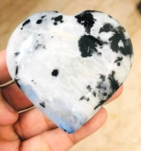 Pietra di luna arcobaleno cuore roccia cristallo feng shui regalo guarigione pietra preziosa benessere - Foto 1 di 2