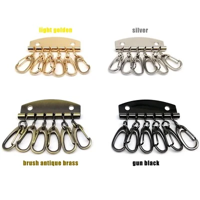 Keychain Wallet Leather Bag Hardware Key Ring Row Organizer 6 Hooks Clasp Clip - Image 1 of 4