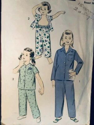 VTG 50`s Advance 7874 Girls Classic  Sleepwear Short &Long-Sleeved Pajamas SZ 10 - Image 1 of 4