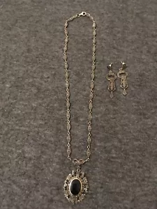 Past Times Sterlingsilber Markasit Halskette Ohrring Set Art Deco 1920er Gatsby - Bild 1 von 5
