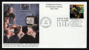 USA, SCOTT # 3186-F, MYSTIC FDC COVER - TV TELEVISION ENTERTAINS AMERICA 1999 - Picture 1 of 2