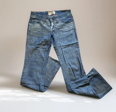 JEANS GALIANO HIGH-RISE ELÁSTICOS AZUL OSCURO ORO LAVADO TALLA 30 ITALIA Y2K NUEVOS SIN ETIQUETAS Foto 1 de 4