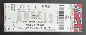 2023 Baltimore Orioles vs Los Angeles Angels Ticket Stub 9/6/23 Mint Condition! - Picture 1 of 1