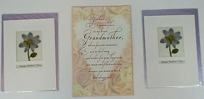 3-PACK MOTHERS DAY GREETING CARDS (1 FOR GRANDMOTHER) FLORAL UNUSED W ENVELOPES - Image 1 of 4
