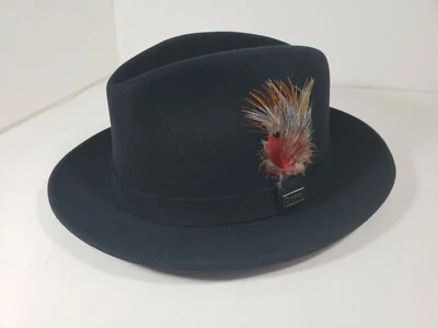 DOBBS BROADSTREET FUR FELT HAT FEDORA BLACK MADE IN USA - Image 1 of 4