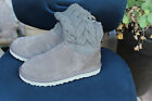 UGG GRAY SUEDE AND KNIT BOOTS WITH BACK BOWS CLOSURE SZ 8  MINT