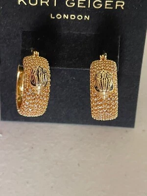 KURT GEIGER LONDON EAGLE HOOP EARRINGS PAVE GOLD COLOR 1” DIAMETER  - Image 1 of 4