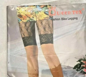 Black Bike Fishnet Tights Footless Sheer Mesh Sexy Pantyhose OS S M L QueenTex - Picture 1 of 8