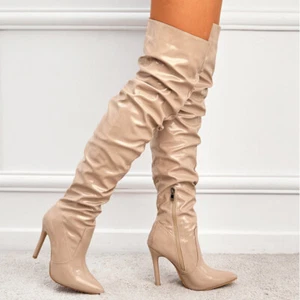 Knee High Long Boots Women Fashion Super High Heel Party Shoes - Picture 1 of 8