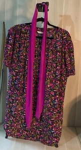Abito Camicia Blusa Tunica Floreale Rebecca Taylor Donna 8 100% Seta Fascia Reversibile - Foto 1 di 10