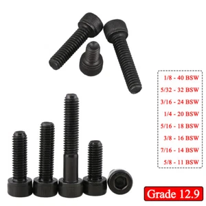 BSW 1/8" 3/16" 1/4" to 5/8" Hex Socket Cap Head Screws Grade 12.9 Bolts DIN 912 - Picture 1 of 7