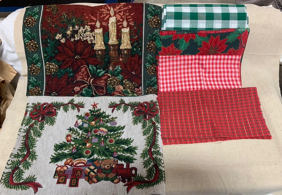 Holiday Christmas Bundle Vintage Tapestry And Fabric - Image 1 of 4