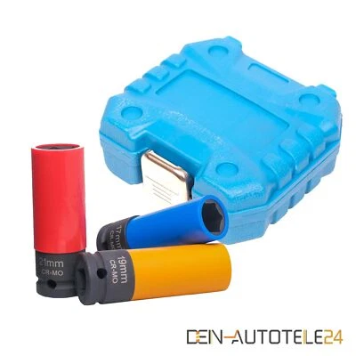 SCHLAGSCHRAUBER NÜSSE 17 19 21 mm KRAFT SCHONEINSÄTZE 1/2" NUSS SET ALUFELGEN - Bild 1 von 4